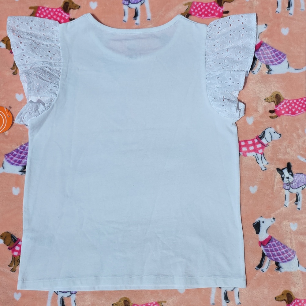 White Eyelet Sleeve Ruffle Tee - Picture 7 of 16